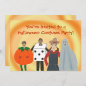 衣装を着た子供たちのハロウィンパーティー招待状 招待状 (正面/裏面)