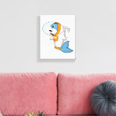 衣装を着た宇宙飛行士としてのイルカ キャンバスプリント (インサイチュ (リビング))