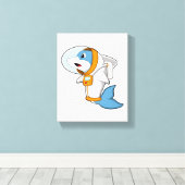 衣装を着た宇宙飛行士としてのイルカ キャンバスプリント (インサイチュ (ウッドフロア))