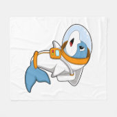 衣装を着た宇宙飛行士としてのイルカ フリースブランケット (正面(横))