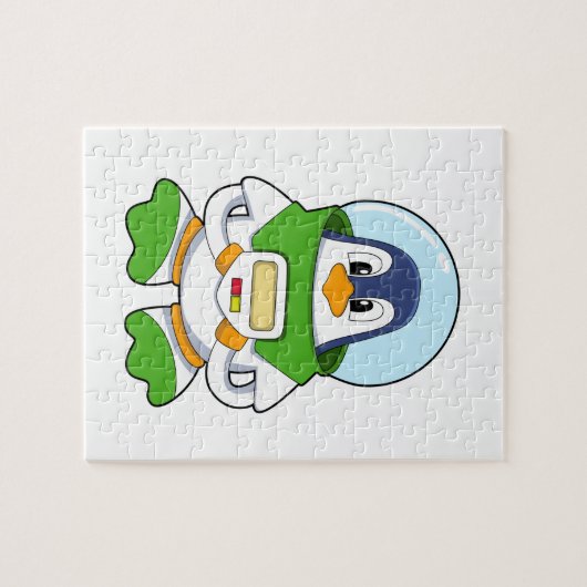 衣装を着た宇宙飛行士としてのペンギン ジグソーパズル (横)