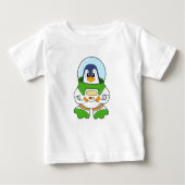 衣装を着た宇宙飛行士としてのペンギン ベビーTシャツ (正面)