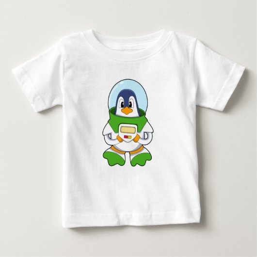 衣装を着た宇宙飛行士としてのペンギン ベビーTシャツ (正面)