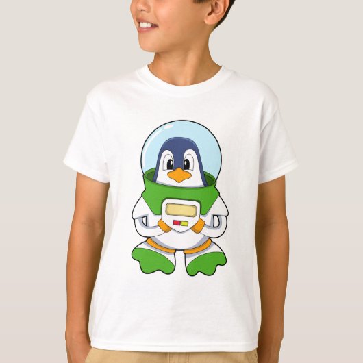 衣装を着た宇宙飛行士としてのペンギン Tシャツ (正面)