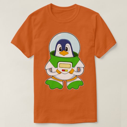 衣装を着た宇宙飛行士としてのペンギン Tシャツ (デザイン正面)
