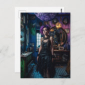 衣装を着た紫色の髪の女性 ポストカード (正面/裏面)