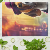 衣装を着鮮やかたビーグル キッチンタオル (折り畳み)