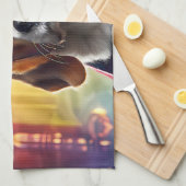 衣装を着鮮やかたビーグル キッチンタオル (四つ折り)