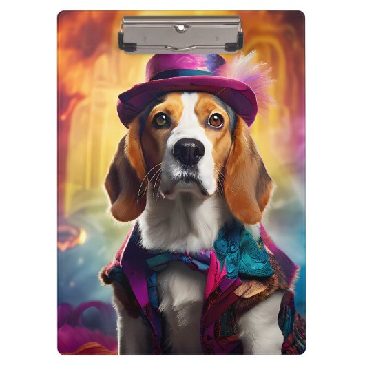 衣装を着鮮やかたビーグル クリップボード (正面)