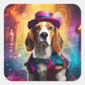 衣装を着鮮やかたビーグル スクエアシール (正面)