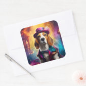 衣装を着鮮やかたビーグル スクエアシール (封筒)