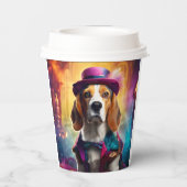 衣装を着鮮やかたビーグル 紙コップ (裏面)
