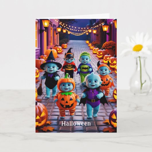 衣装カラフル付きハロウィーンパレード カード (小さな植物)