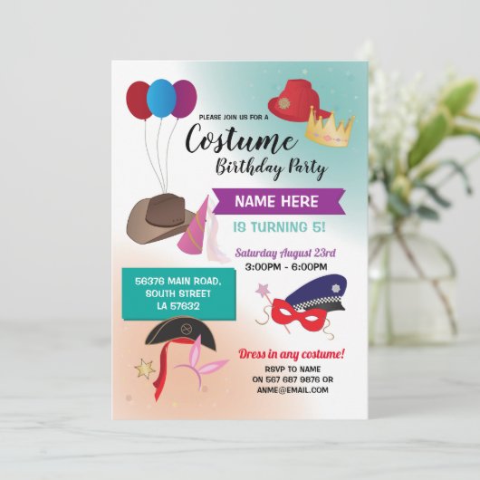 衣装ドレファンシース誕生パーティー招待状 招待状 (スタンド正面)