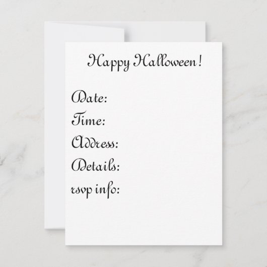 衣装パーティの招待状 招待状 (裏面)