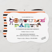 衣装パーティーキッドのハローウィンパーティ招待状。 招待状 (正面/裏面)