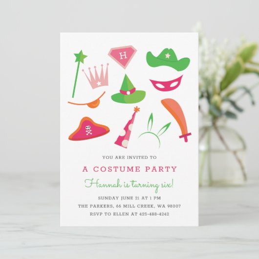 衣装パーティー子供の誕生日パーティー夏 招待状 (スタンド正面)