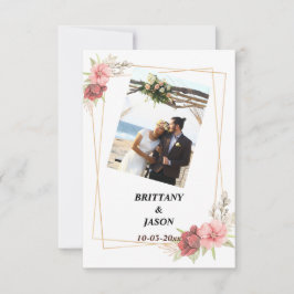 衣装フォト金ゴールドエレガントな結婚式サンキューカード サンキューカード