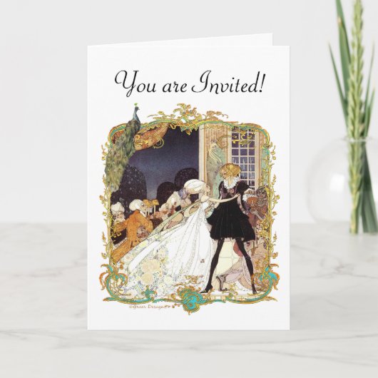 衣装ボールヴィンテージスタイルアートデザイン 招待状 (正面)