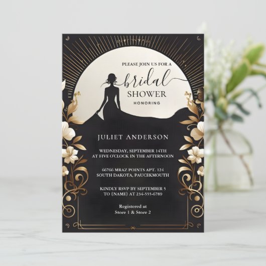 衣装メンズタキシードはっきりしたブラックタイブライダルシャワー 招待状 (スタンド正面)