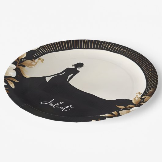 衣装メンタキシードはっきりしたブラックタイブライダルシャワー ペーパープレート (アングル)