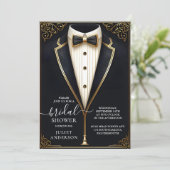 衣装メンタキシードはっきりしたブラックタイブライダルシャワー 招待状 (スタンド正面)