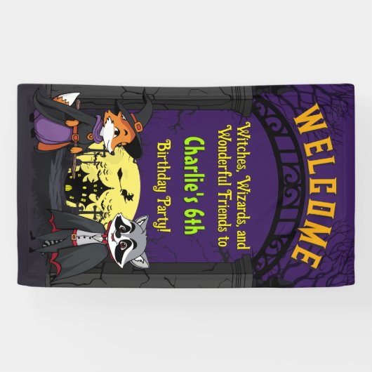 衣装不気味を着た森の動物パーティーへようこそ 横断幕 (横)