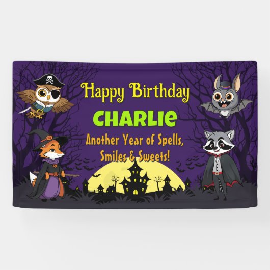 衣装不気味ハッピーバースデーの森の動物 横断幕 (横)