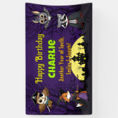 衣装不気味ハッピーバースデーの森の動物 横断幕 (縦)