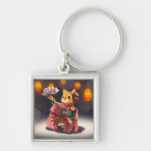 衣装日本のを着たキャッ伝統的トダンサー キーホルダー (正面)