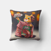 衣装日本のを着たキャッ伝統的トダンサー クッション (裏面)