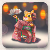 衣装日本のを着たキャッ伝統的トダンサー コースター (正面)