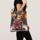 衣装日本のを着たキャッ伝統的トダンサー トートバッグ (クローズアップ)