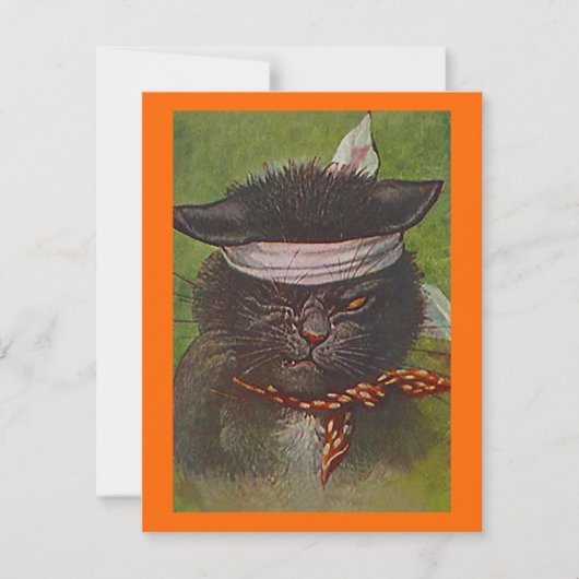 衣裳のハローウィンパーティの招待状の黒猫 招待状 (正面)