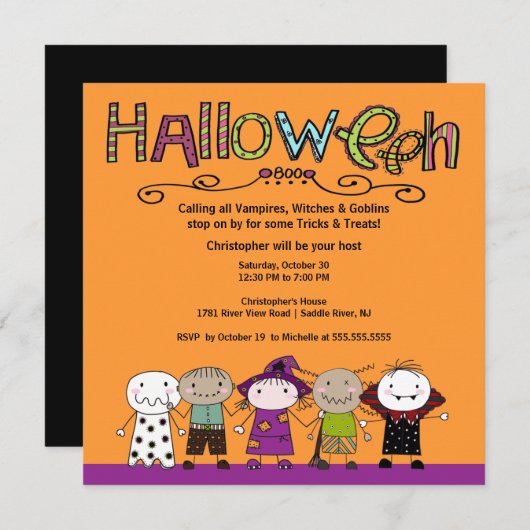 衣裳のパーティーのハローウィンパーティの招待状 招待状 (正面/裏面)