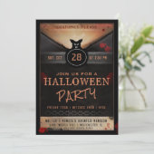 衣裳のパーティーの不気味なこうもりのハローウィンパーティの招待 招待状 (スタンド正面)