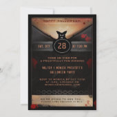 衣裳のパーティーの不気味なこうもりのハローウィンパーティの招待 招待状 (裏面)