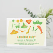 衣裳のパーティーの男の子の誕生日のパーティの招待状 招待状 (スタンド正面)