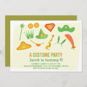 衣裳のパーティーの男の子の誕生日のパーティの招待状 招待状 (正面/裏面)