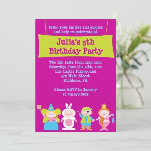 衣裳のパーティーの誕生日の招待状に服を着せて下さい 招待状 (スタンド正面)