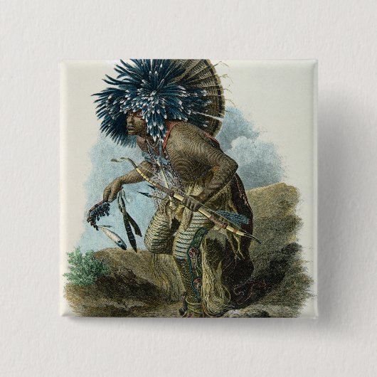 衣裳のMandanの種族の祈祷師の 缶バッジ (正面)