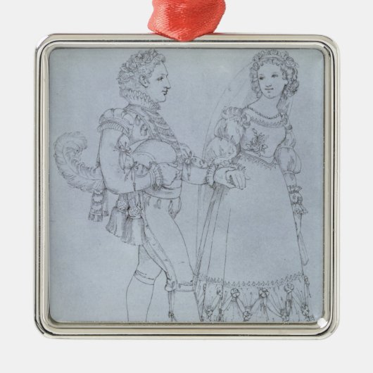 衣裳はオペラからのFigaroそしてスザンナを設計します メタルオーナメント (正面)