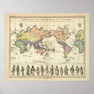 衣類のスタイルの世界地図 ポスター