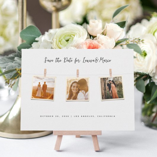 衣類のライン上の写真のコラージュ セーブザデート