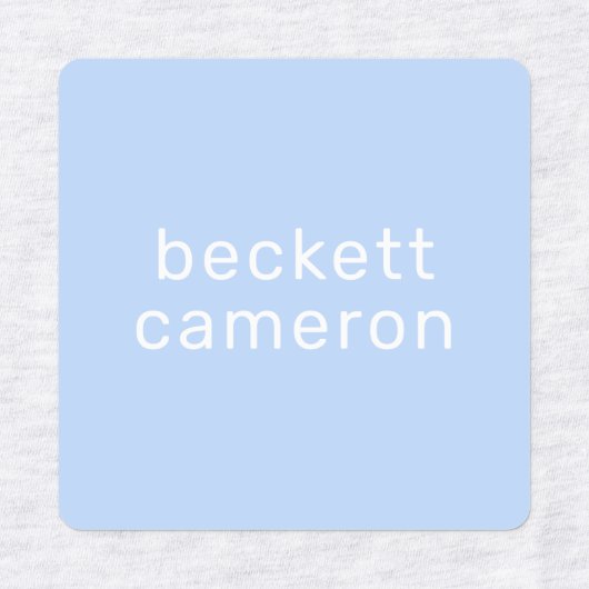 衣類の青いアイロンの名前 ラベル (デザイン1)