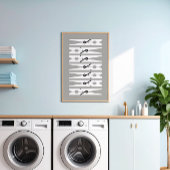 衣類ピン白黒とグレーランドリールームアート ポスター