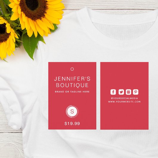 衣類ラベルつるラベルスモールビジネスピンク – 赤 コーリングカード