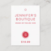 衣類ラベルつるラベルスモールビジネスピンク – 赤 コーリングカード (正面)