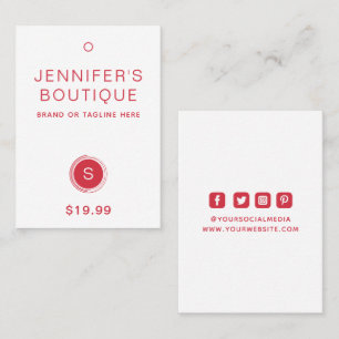 衣類ラベルつるラベルスモールビジネスピンク – 赤 コーリングカード