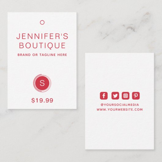 衣類ラベルつるラベルスモールビジネスピンク – 赤 コーリングカード (正面/裏面)